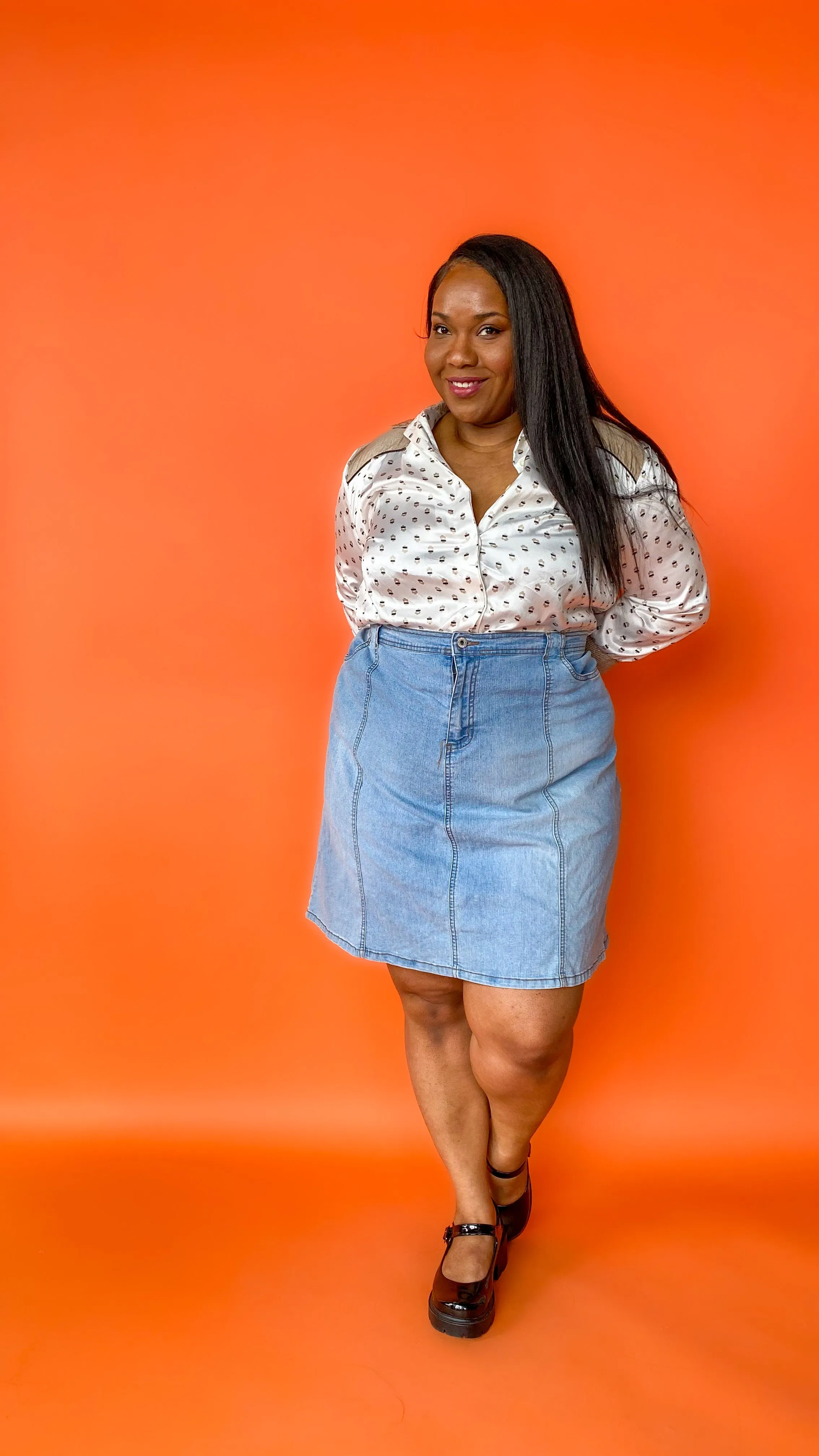 1990s Light Wash Denim Mini Skirt, sz. 4XL