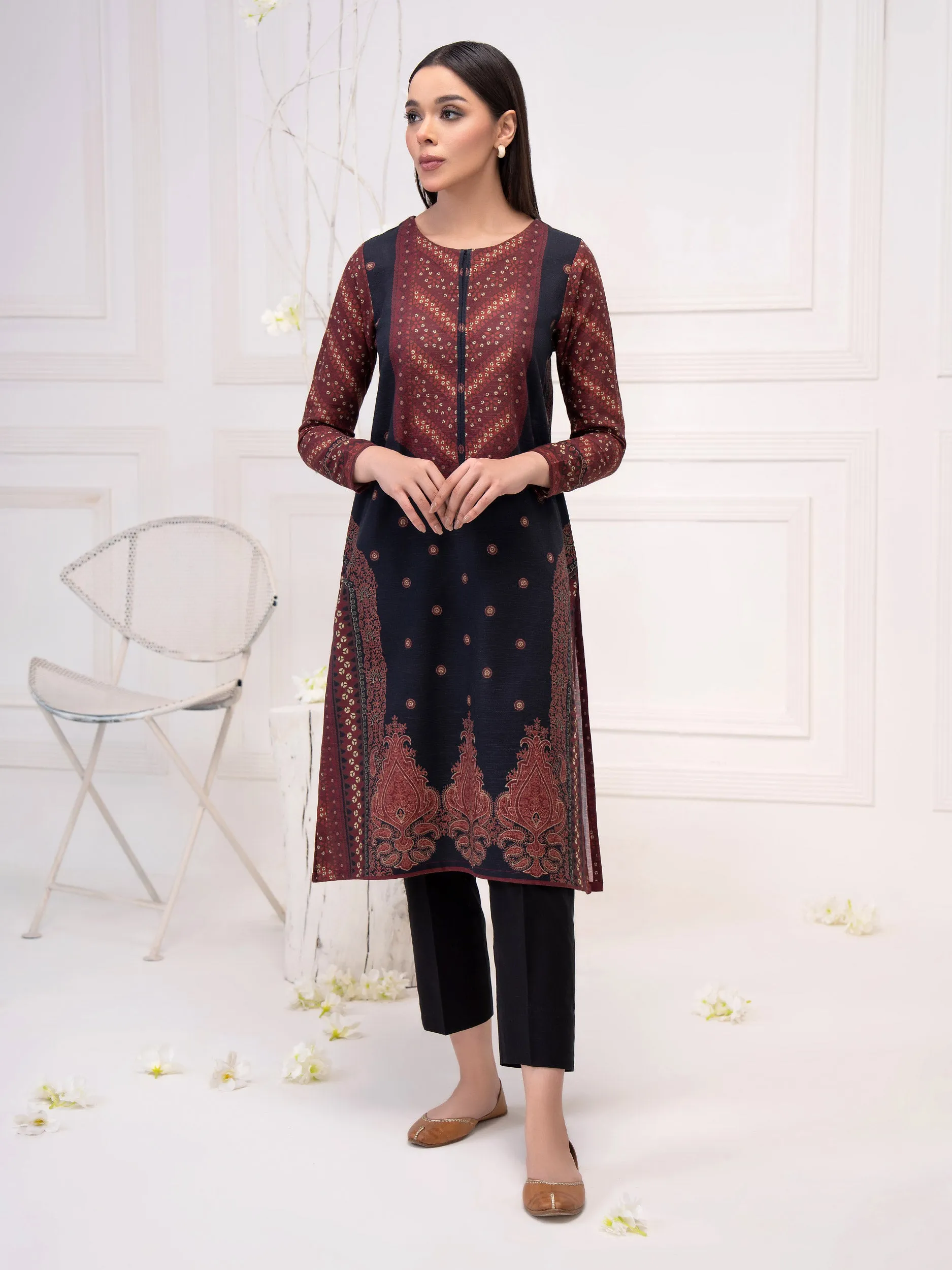 2 Piece Khaddar Suit-Printed (Unstitched)