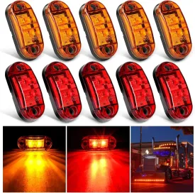 2.5 Inch Oval Amber Red Side Marker Light (10 Pcs)