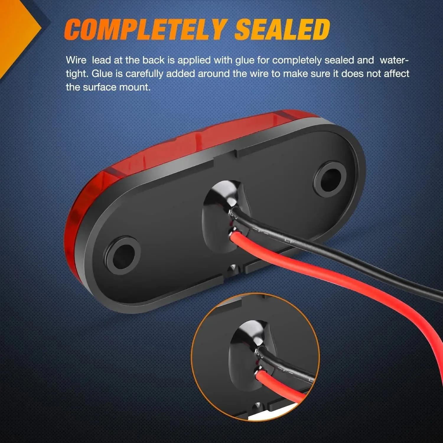 2.5 Inch Oval Amber Red Side Marker Light (10 Pcs)