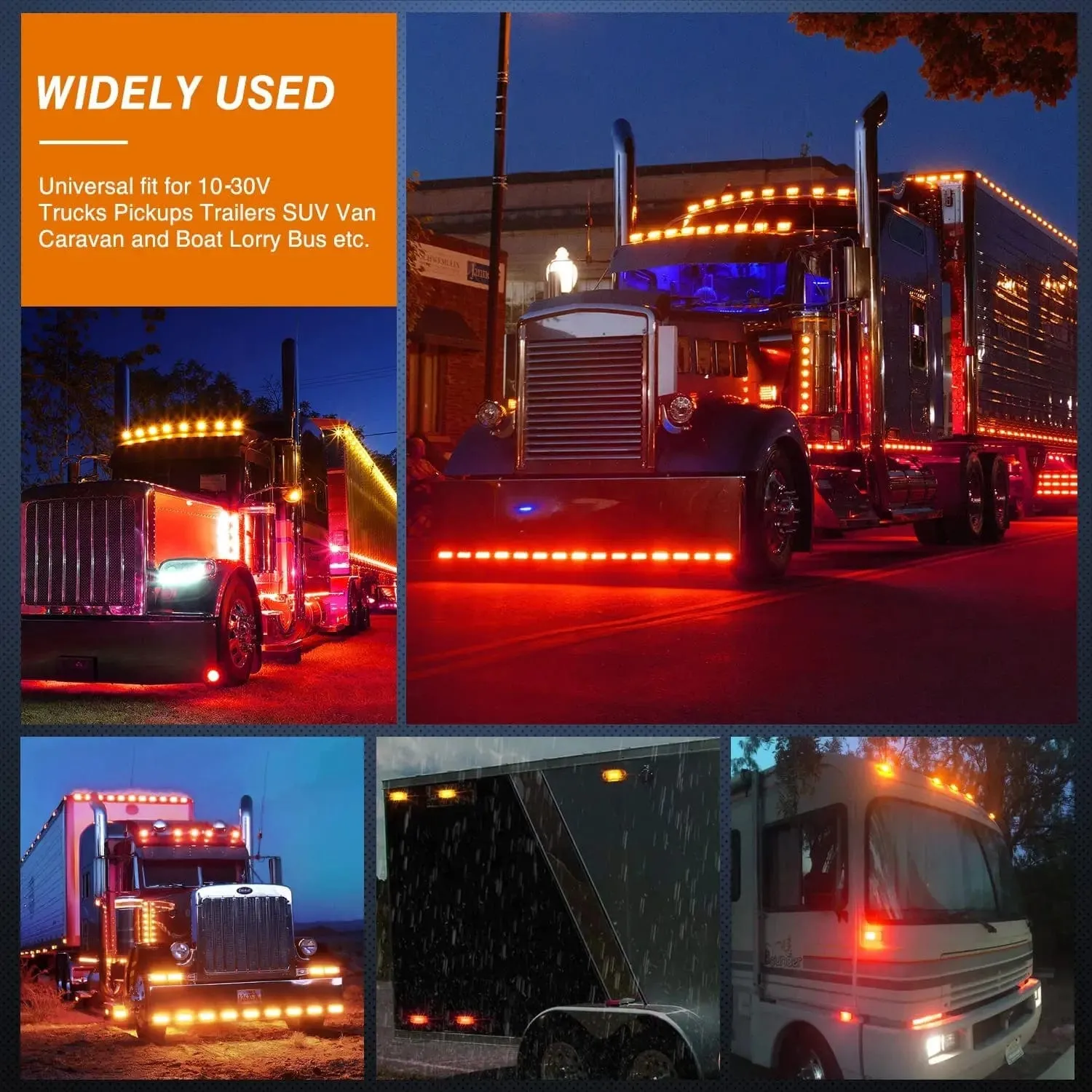 2.5 Inch Oval Amber Red Side Marker Light (10 Pcs)