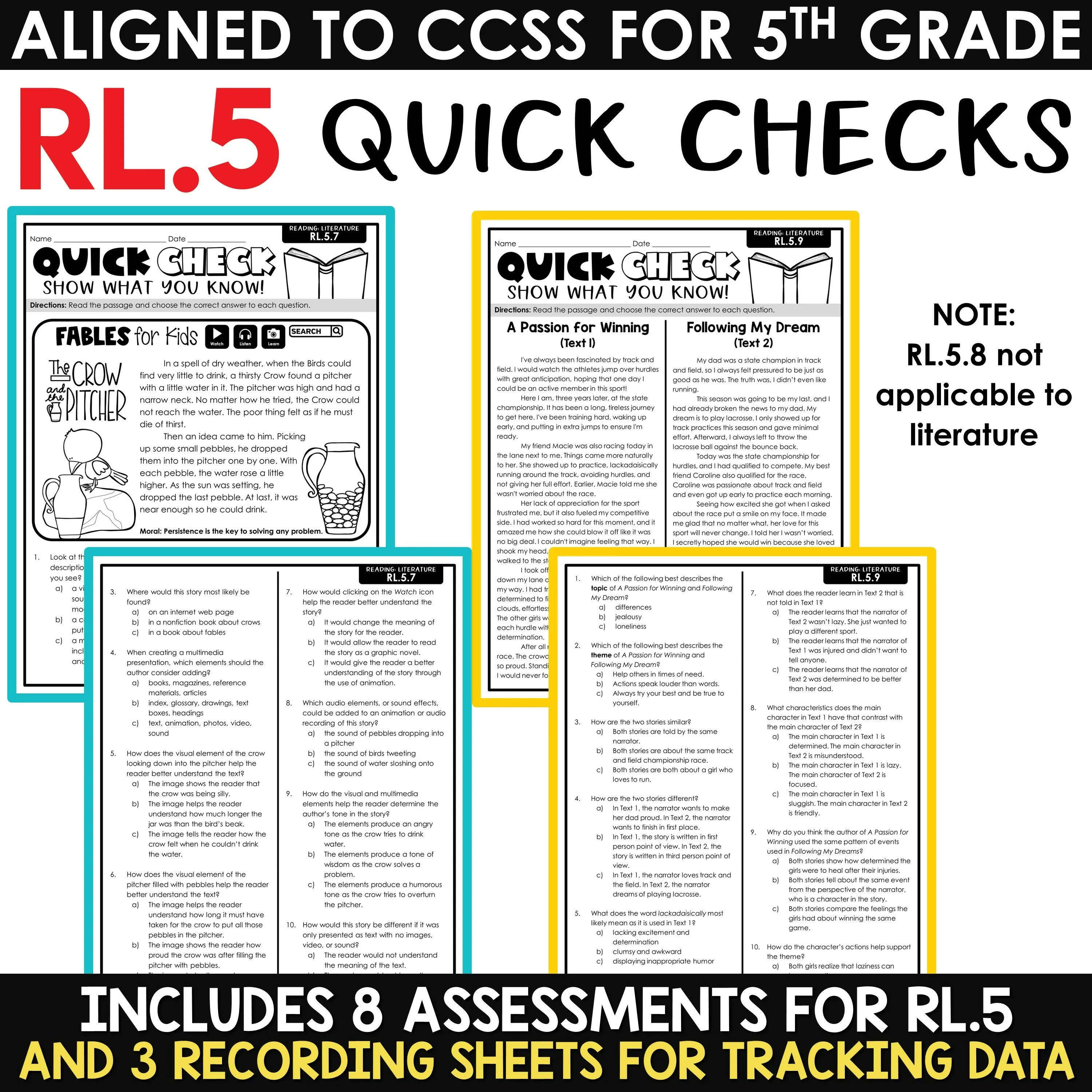 5th Grade Reading Comprehension Passages & Questions Worksheets Review Test Prep