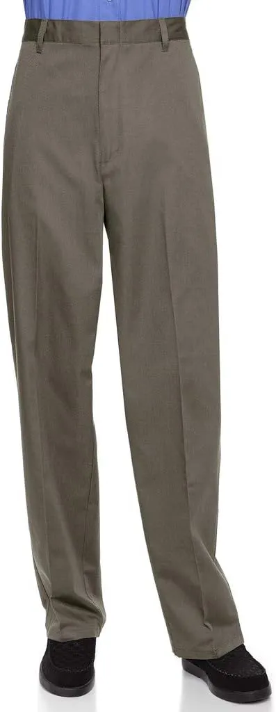 AKA Half Elastic Wrinkle Free Flat Front Men's Slacks  Relaxed Fit Twill Casual Pant