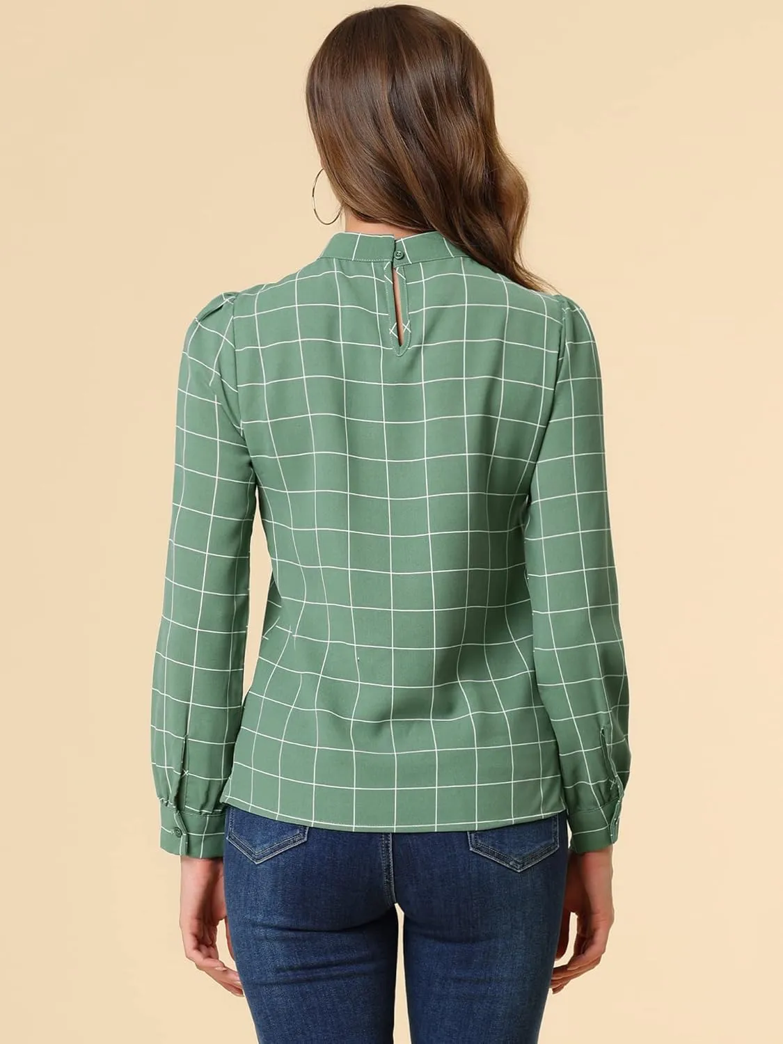 Allegra K Women's Tie Front Tops Long Sleeve Dressy Elegant Bow Neck Shirt