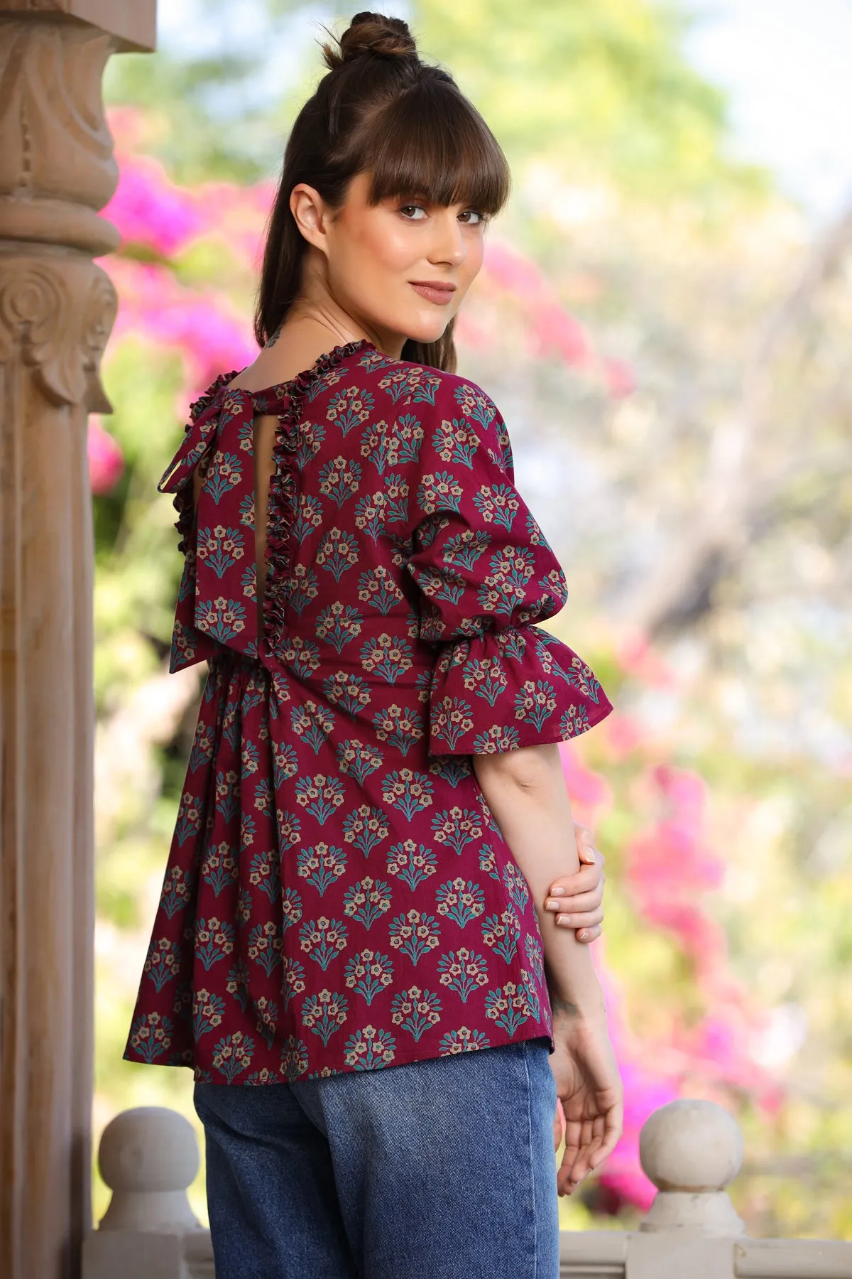 Aloha Mora on Maroon Top