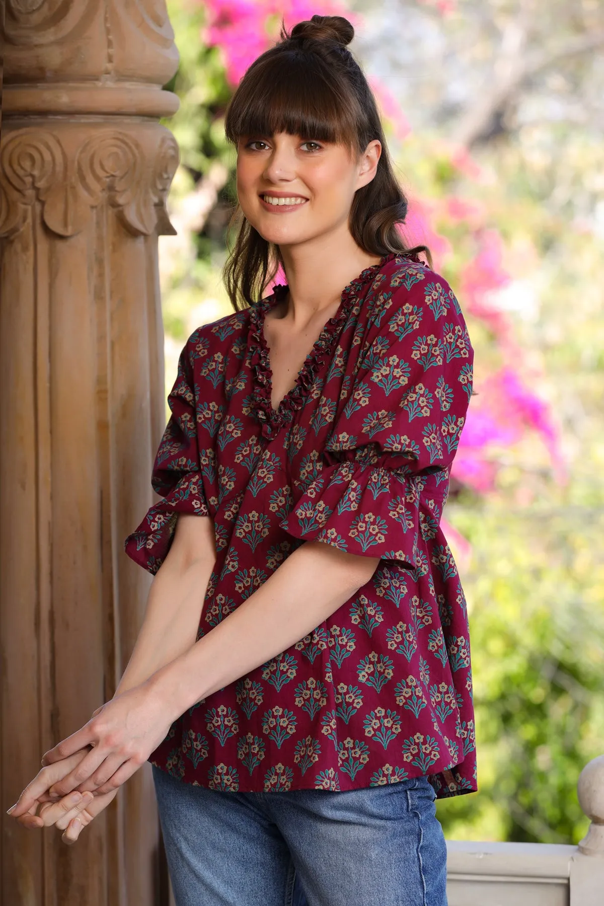 Aloha Mora on Maroon Top