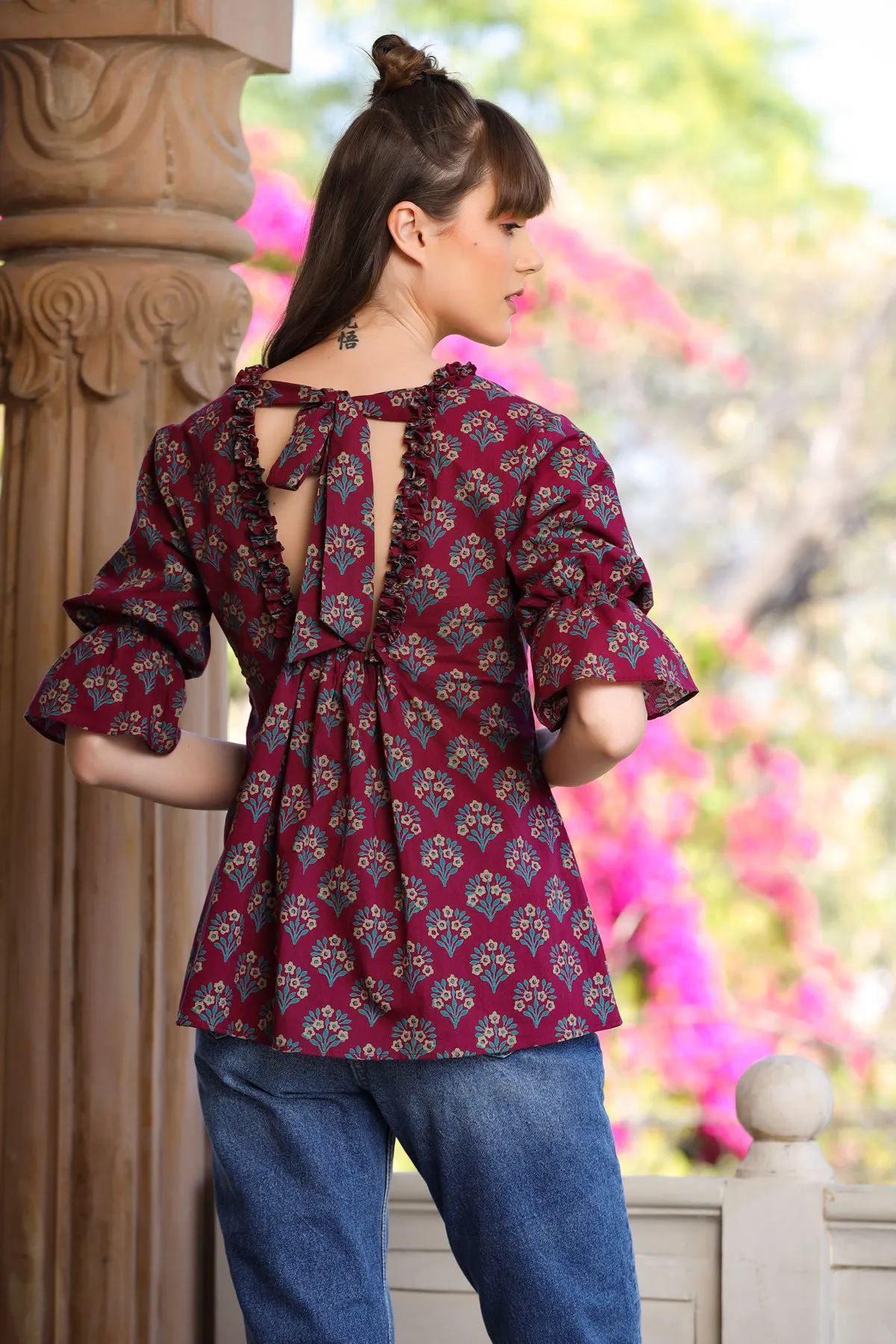 Aloha Mora on Maroon Top