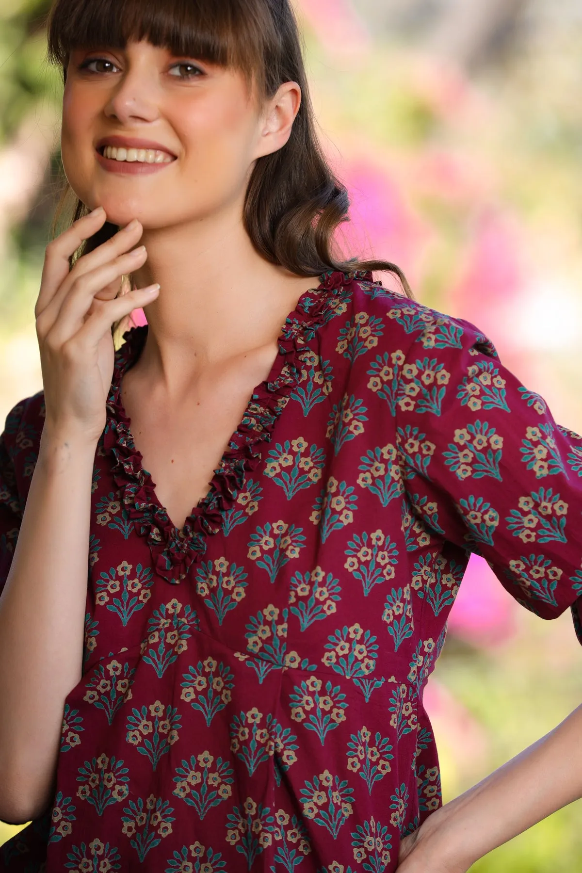 Aloha Mora on Maroon Top