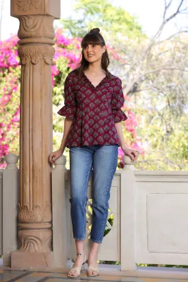 Aloha Mora on Maroon Top