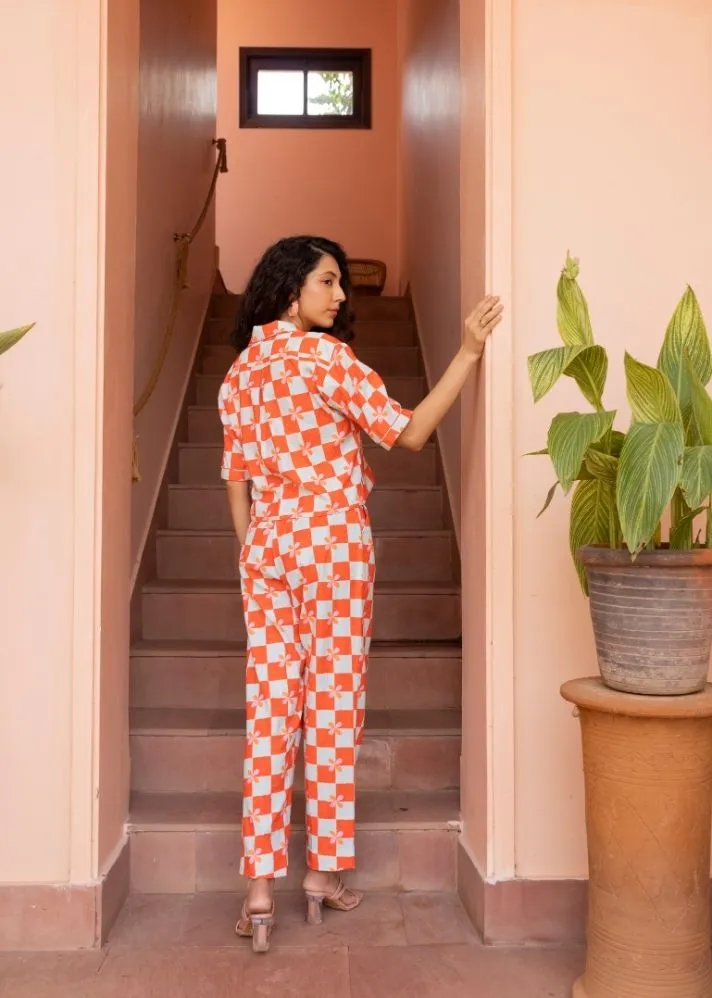 Andres Co-Ord Set- Peach Checks