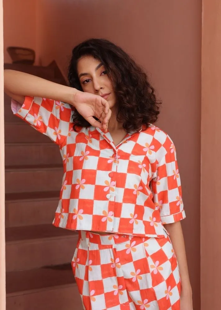 Andres Co-Ord Set- Peach Checks