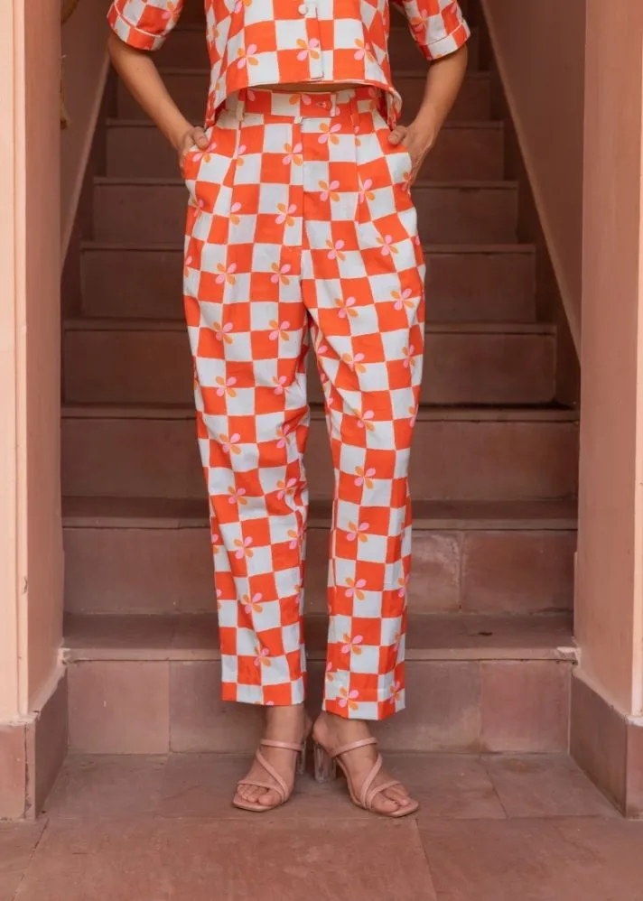 Andres Co-Ord Set- Peach Checks
