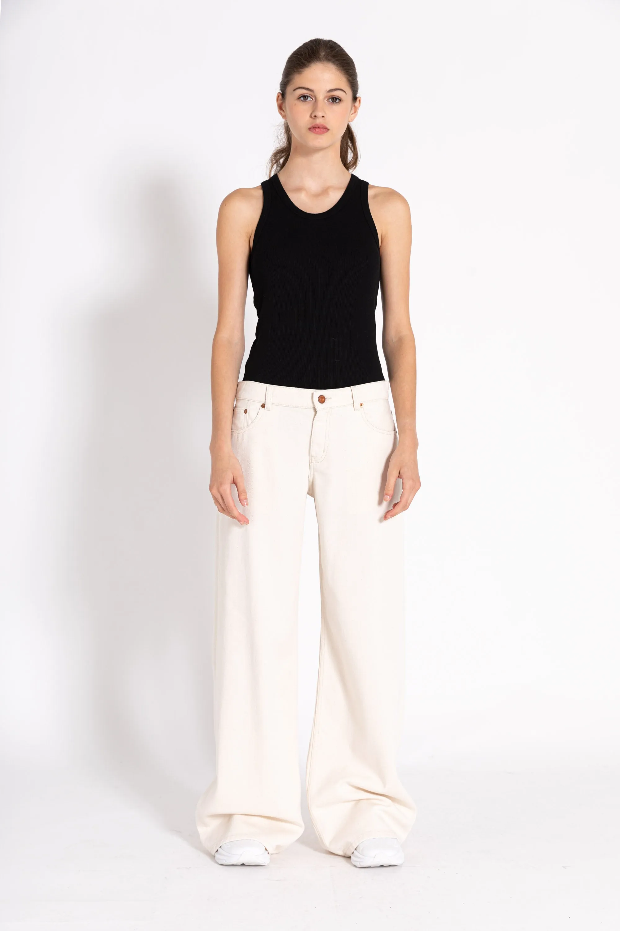 APRIL Ecru - Wide Loose Fit Jeans