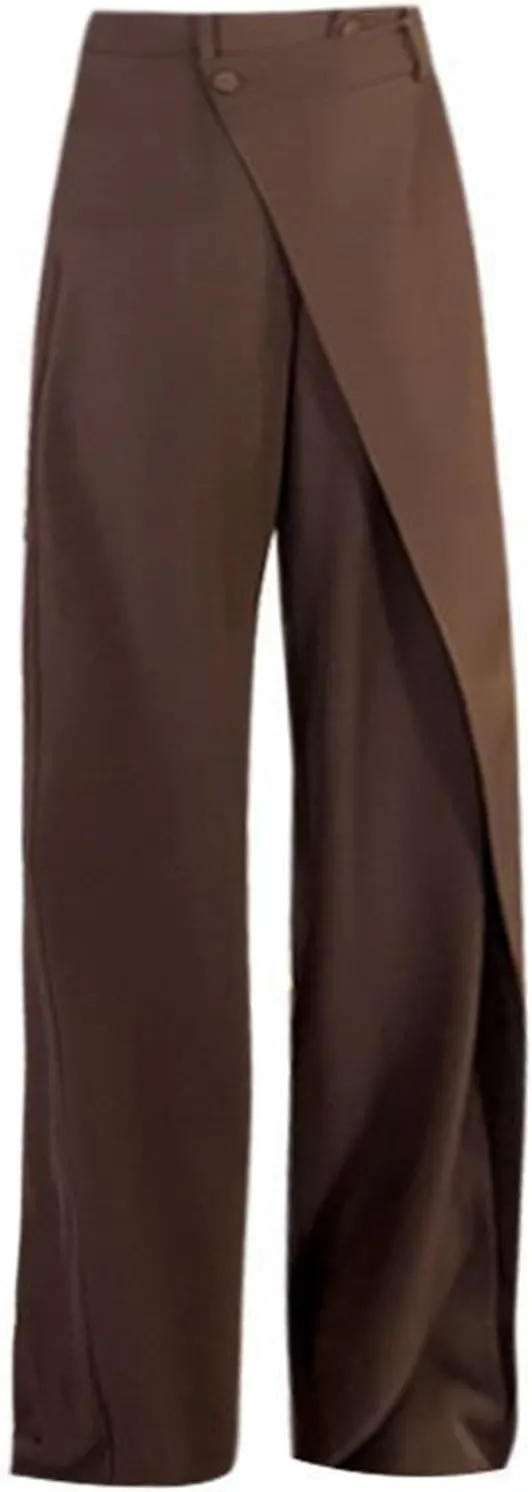 Asymmetrical Dress Pants for Women High Waisted Chic Irregular Tailored Design Business Casual Long Work Trousers