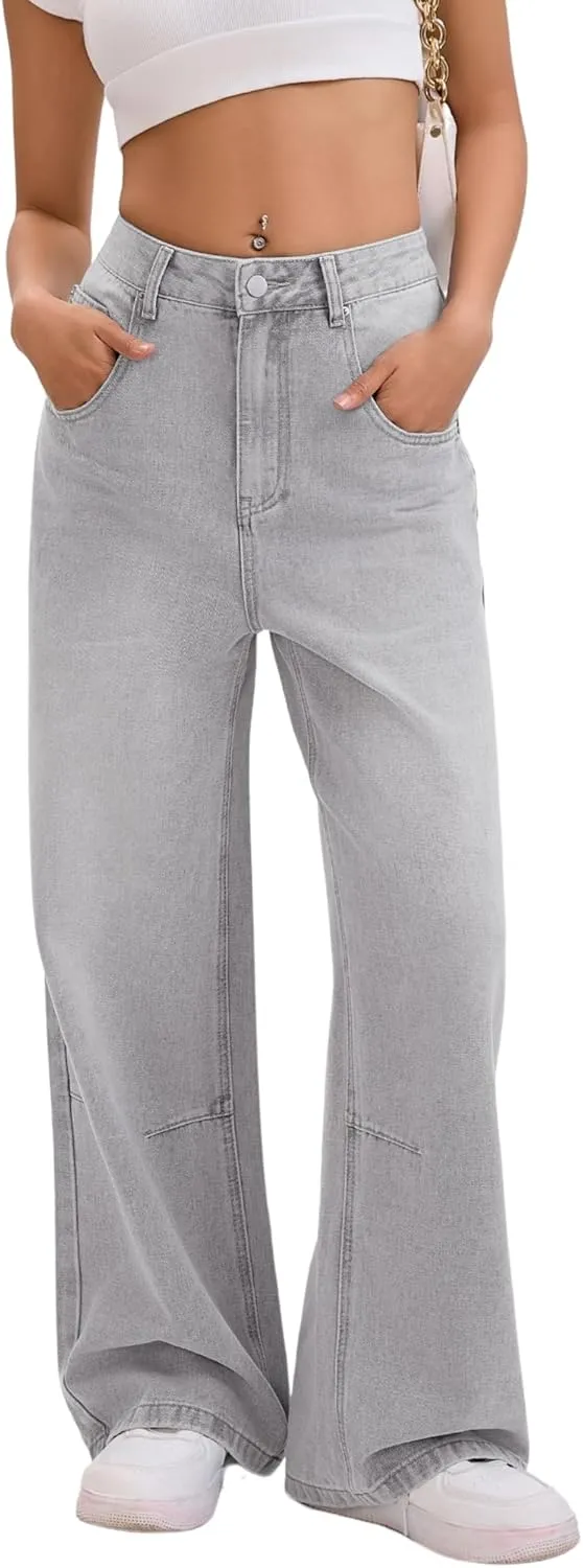 Baggy Jeans for Women Retro Wash Low Waist Wide Leg Loose Boyfriend Oversized Denim Pants Y2K