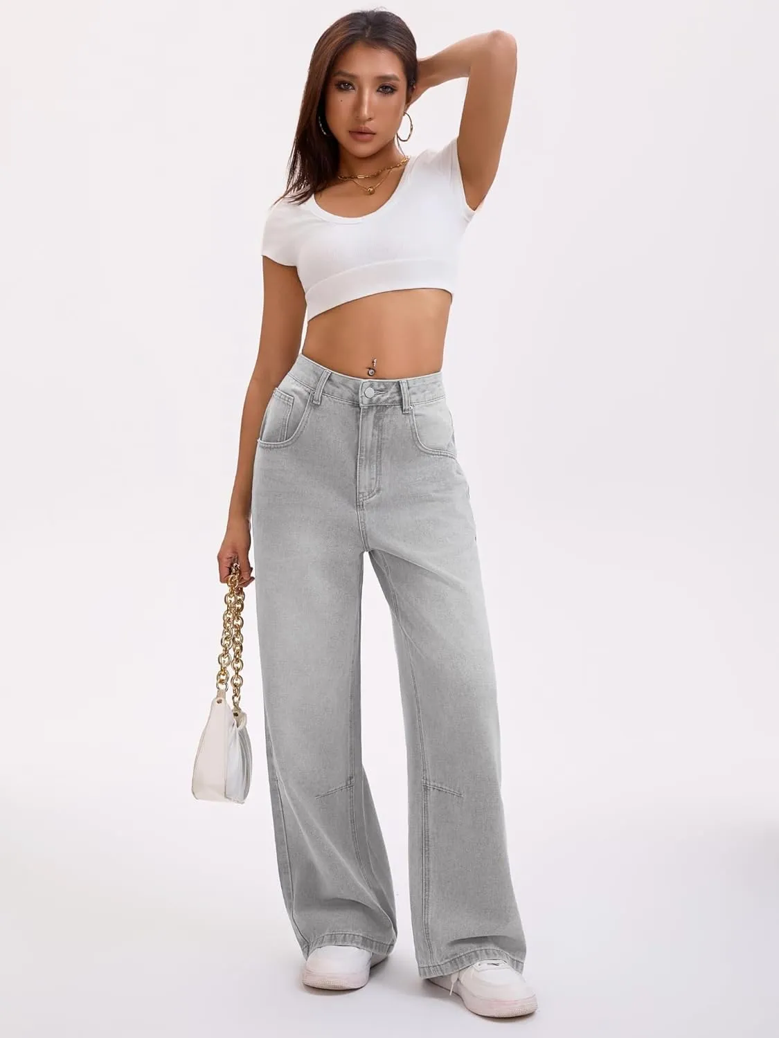 Baggy Jeans for Women Retro Wash Low Waist Wide Leg Loose Boyfriend Oversized Denim Pants Y2K