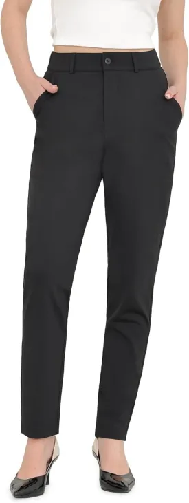 Bamans Dress Pants for Women High Waisted Skinny Leg Pants Work Business Trousers Formal Office Tummy Control Slacks XX-Large Black