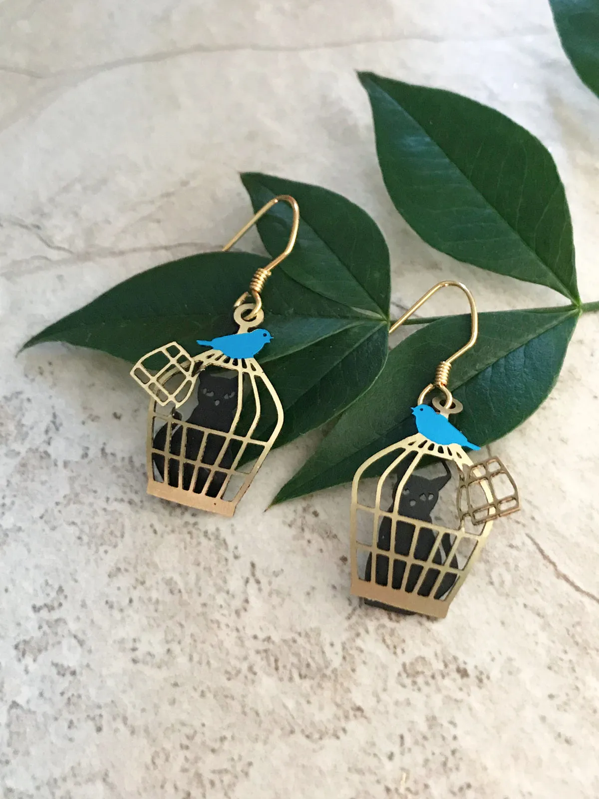 Black Cat in a Birdcage Dangles by Sienna Sky