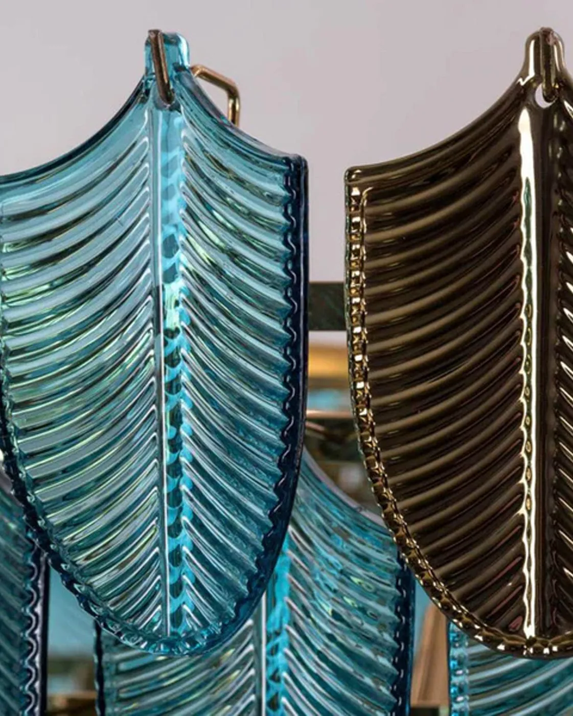 Blue Crystal Leaf Chandelier - 600MM