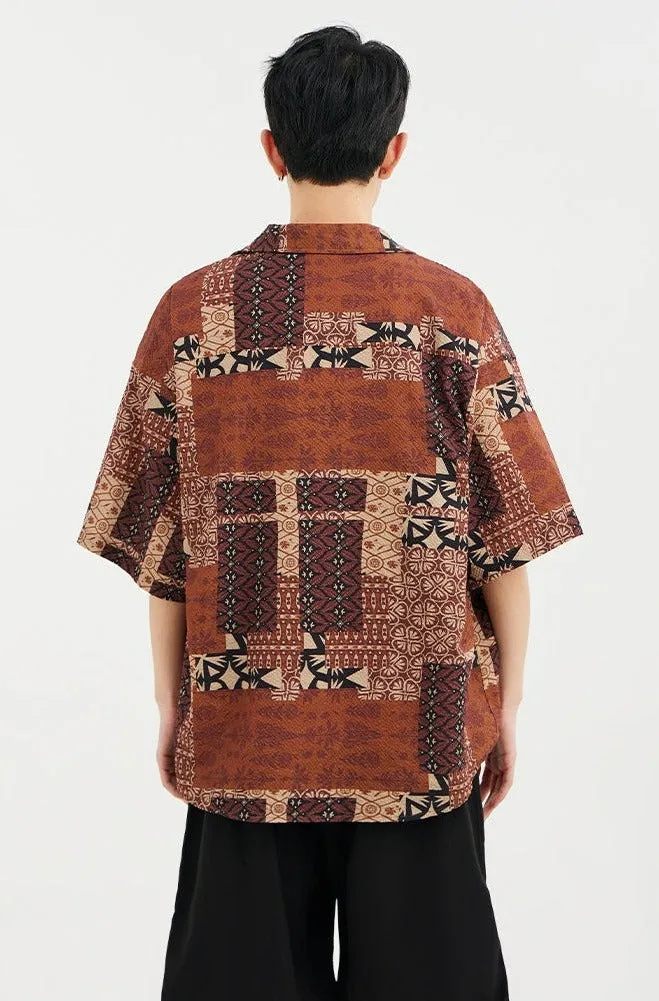 Bohemian Paisley Print Short Sleeve Shirt