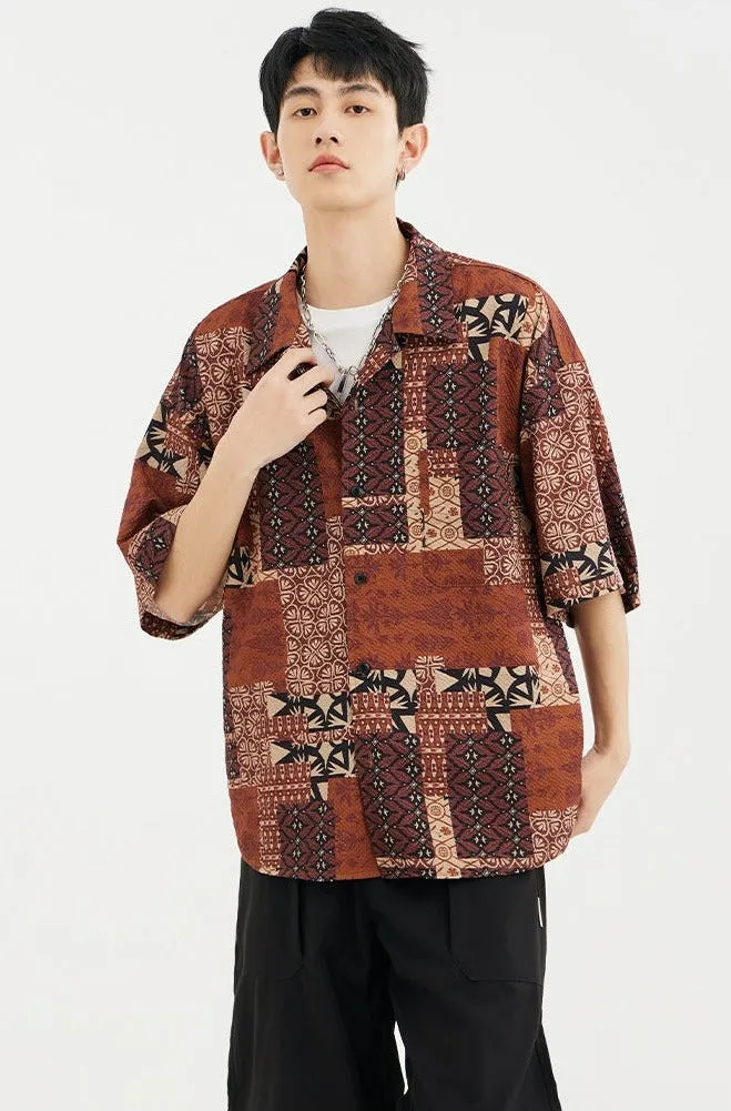 Bohemian Paisley Print Short Sleeve Shirt