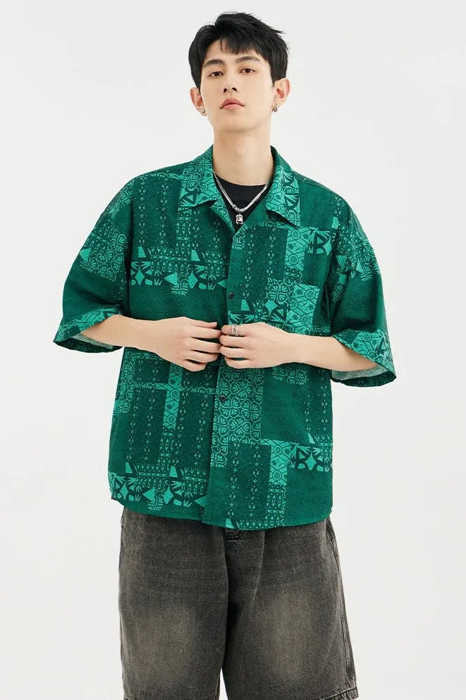 Bohemian Paisley Print Short Sleeve Shirt