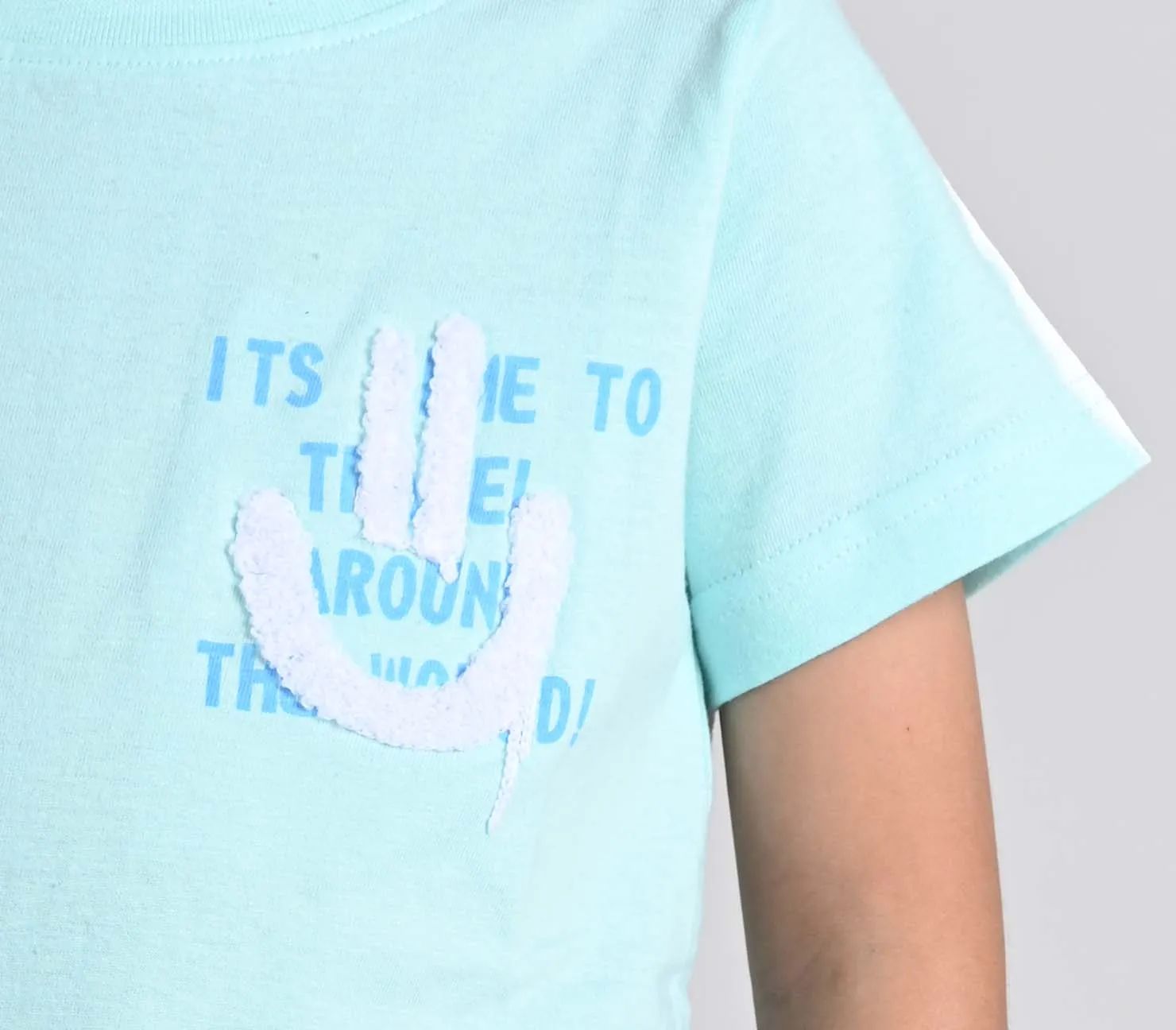 Boys Aqua Blue Cotton T-shirt