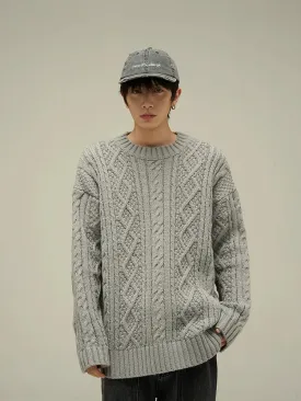 Cable Knit Crewneck Oversized Sweater