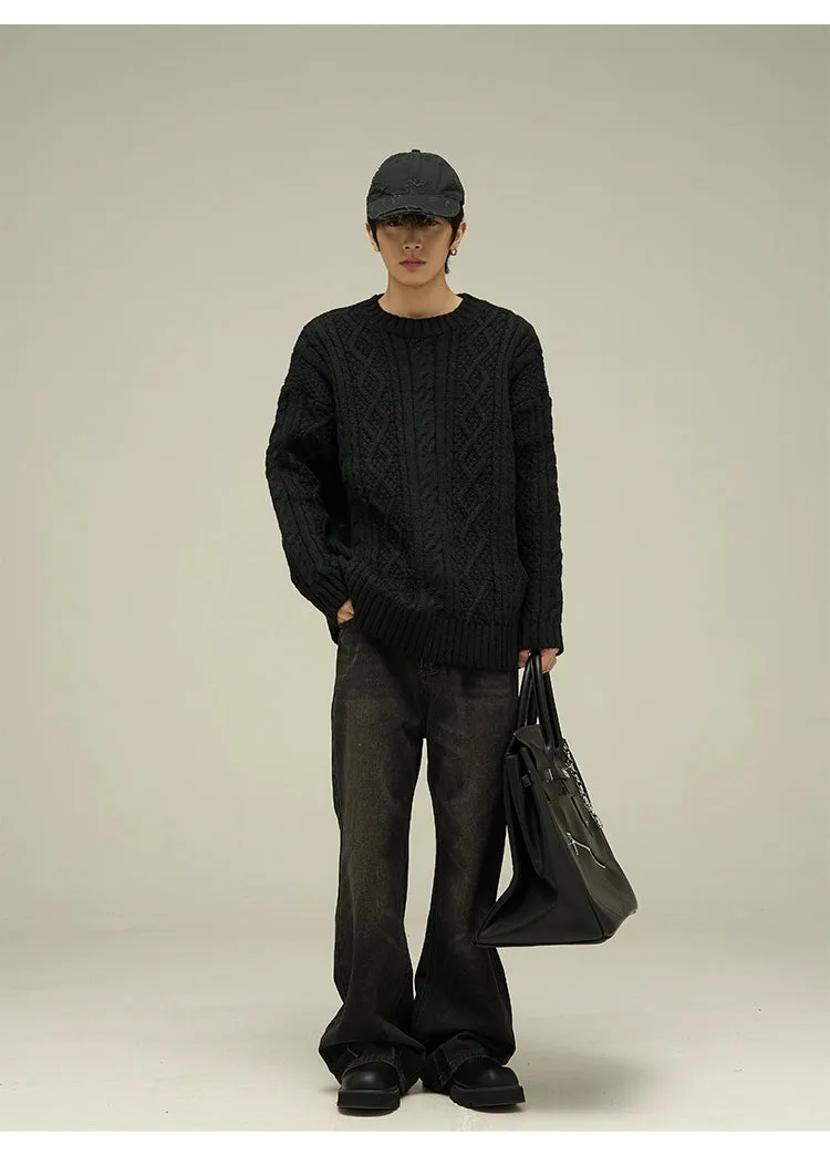 Cable Knit Crewneck Oversized Sweater