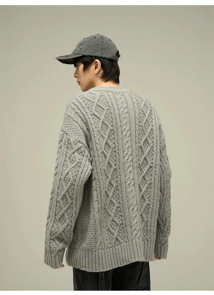 Cable Knit Crewneck Oversized Sweater