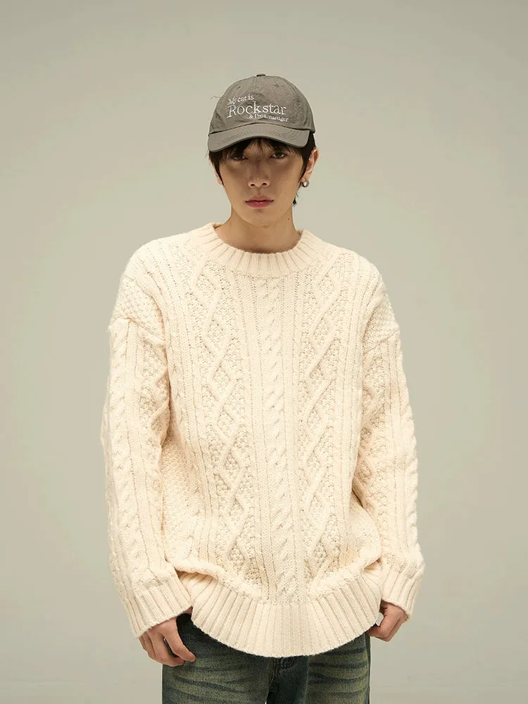Cable Knit Crewneck Oversized Sweater