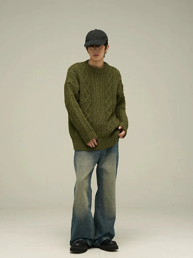 Cable Knit Crewneck Oversized Sweater