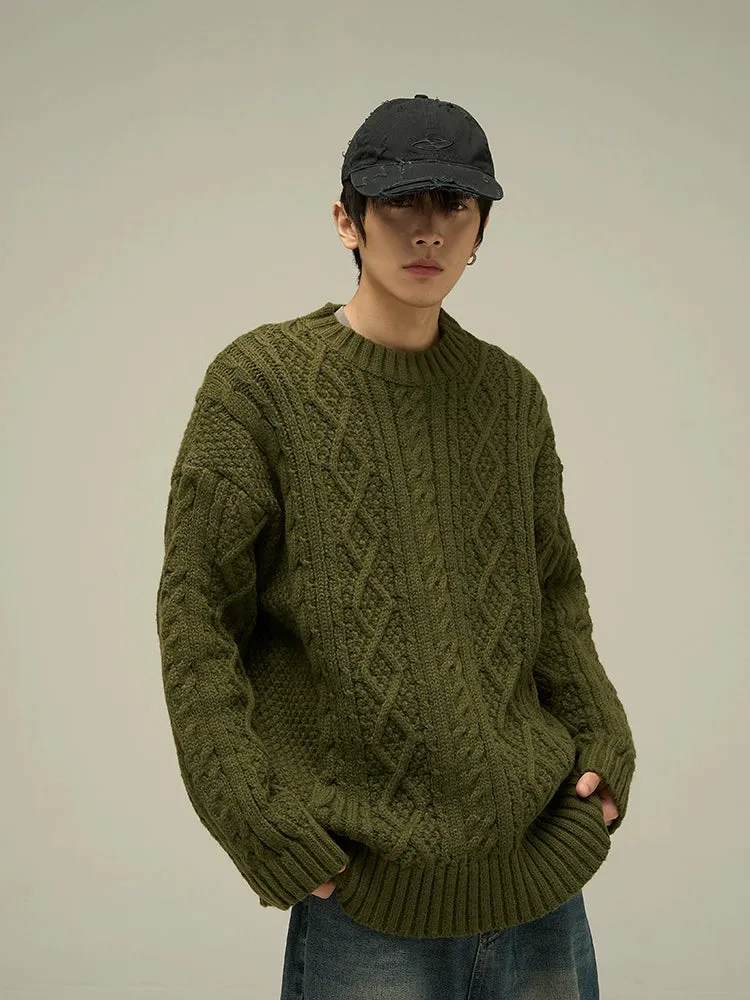 Cable Knit Crewneck Oversized Sweater