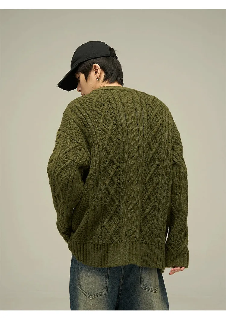 Cable Knit Crewneck Oversized Sweater