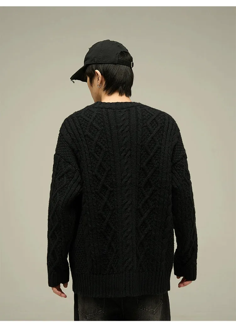 Cable Knit Crewneck Oversized Sweater
