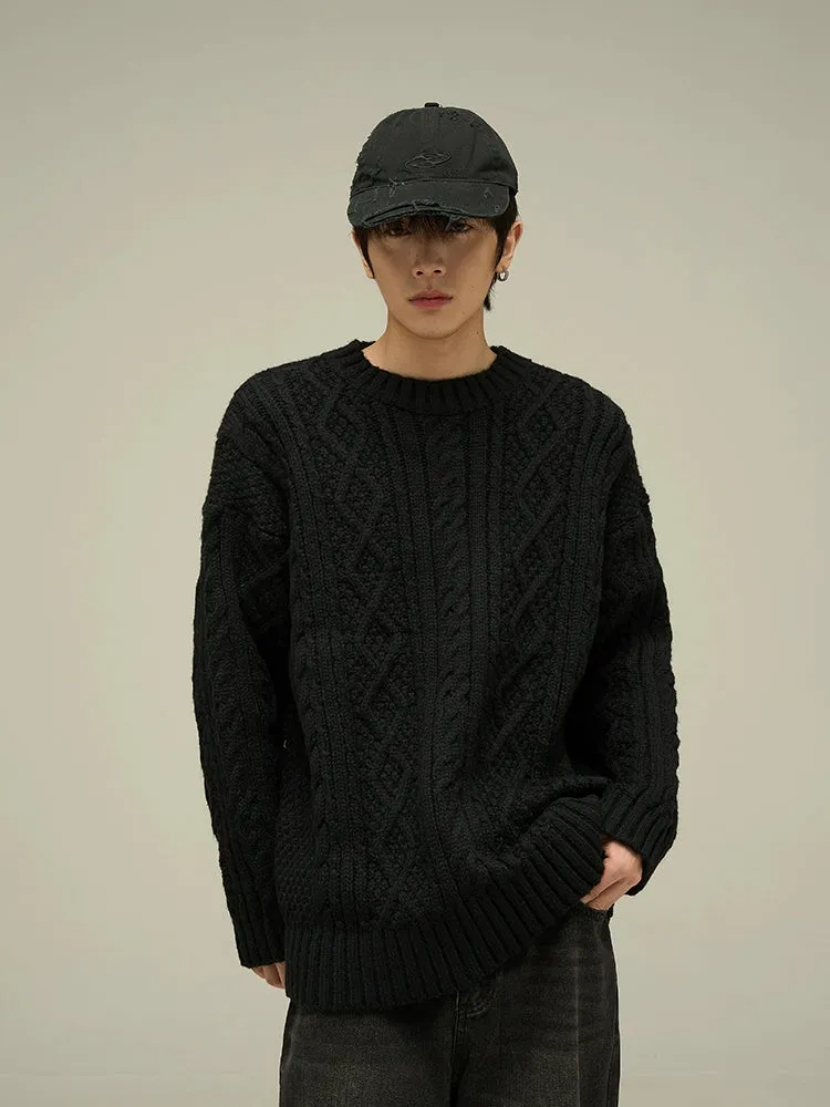 Cable Knit Crewneck Oversized Sweater