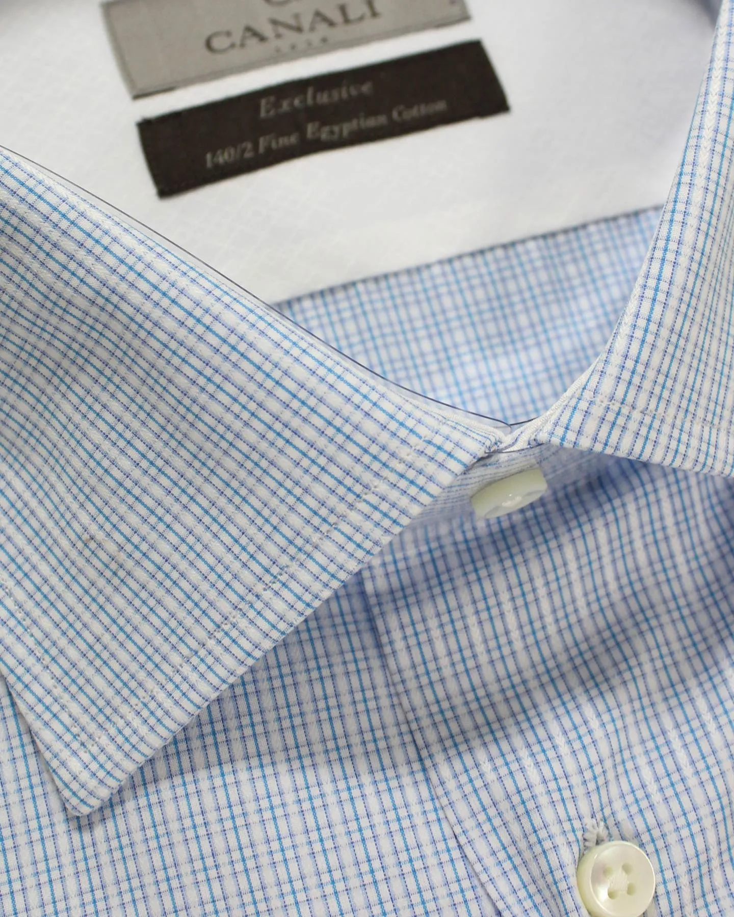 Canali Dress Shirt White Blue Aqua - Exclusive Collection - Modern Fit 41 - 16