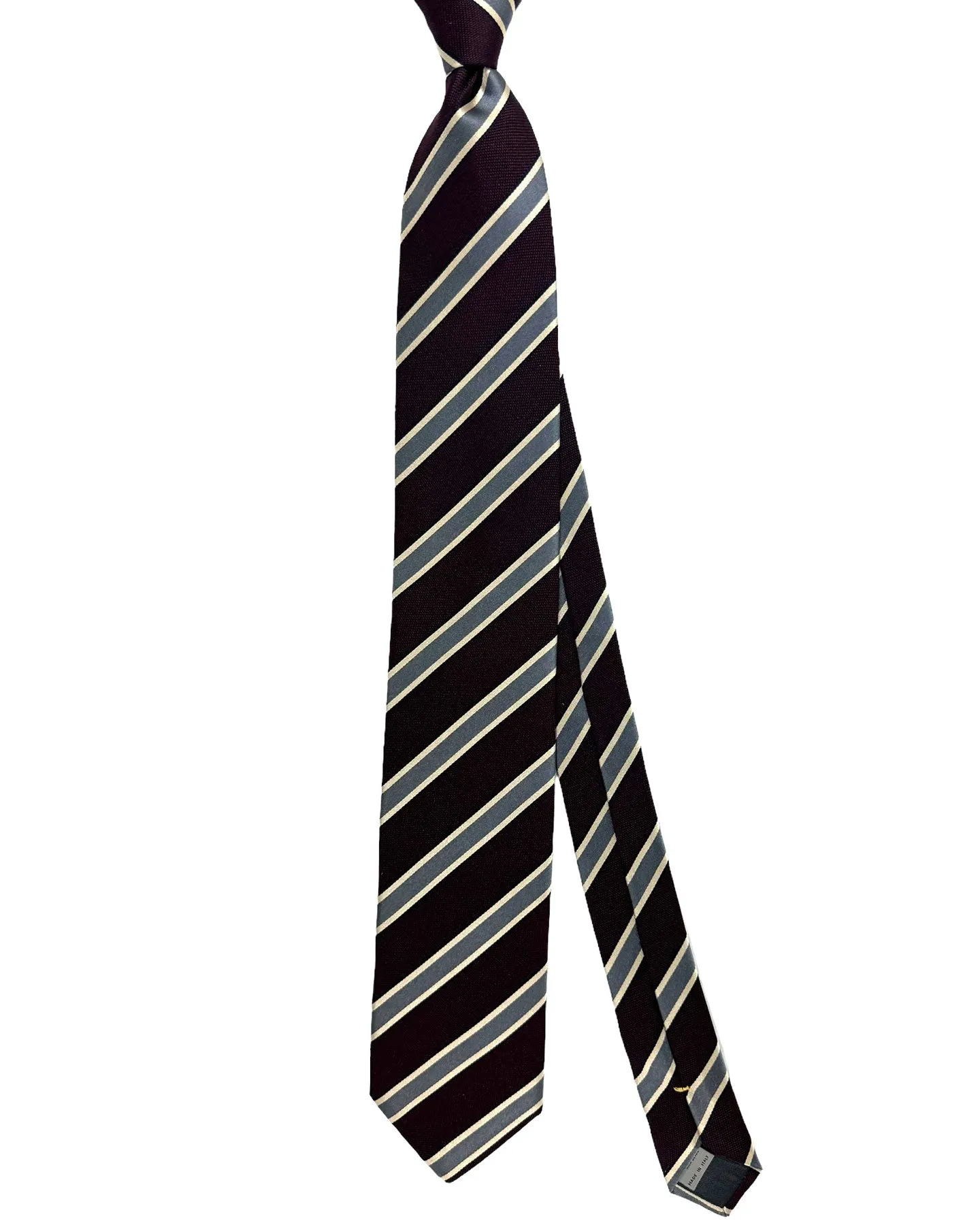 Canali Silk Tie Dark Brown Gray Stripes