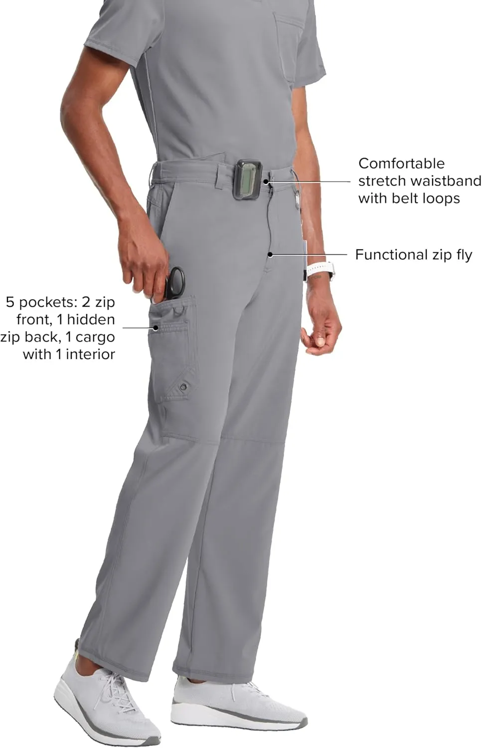 Cherokee Men's Scrub Pants Modern Fit 6 Pockets Tapered Leg with Drawstring CK200A