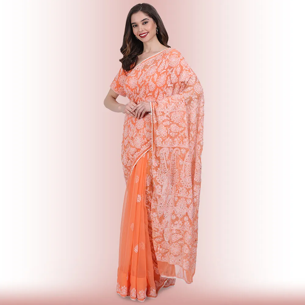 Chikankari  Work Georgette Saree
