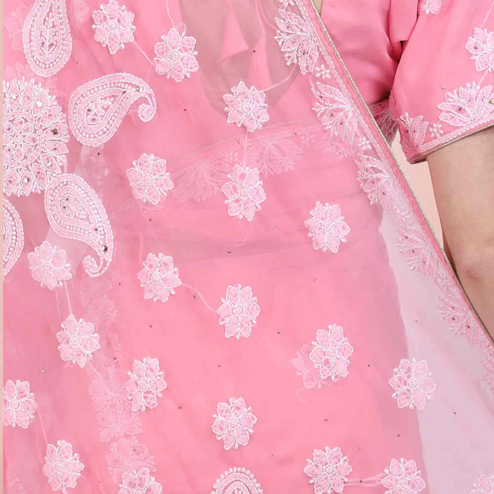 Chikankari  Work Georgette Saree