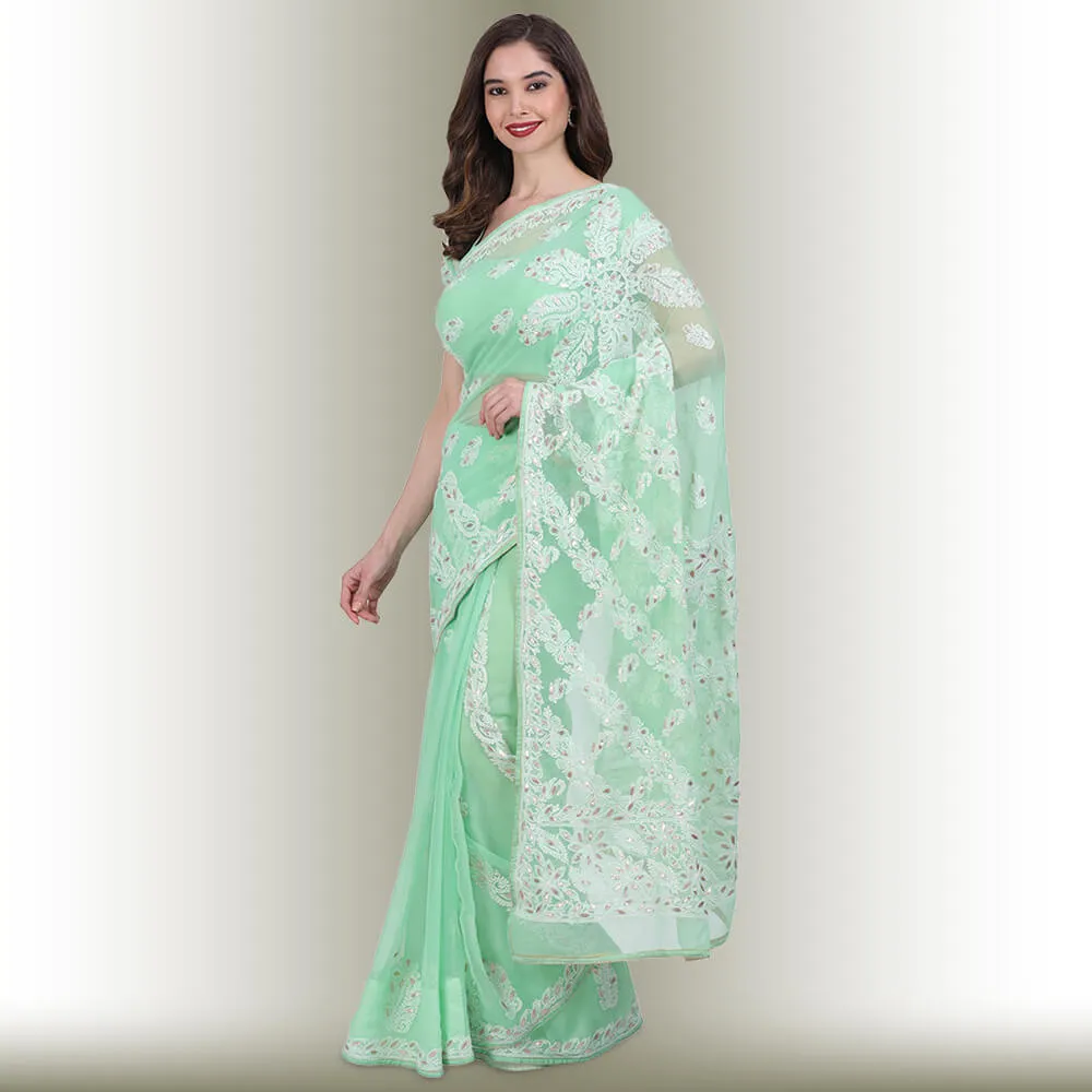 Chikankari  Work Georgette Saree
