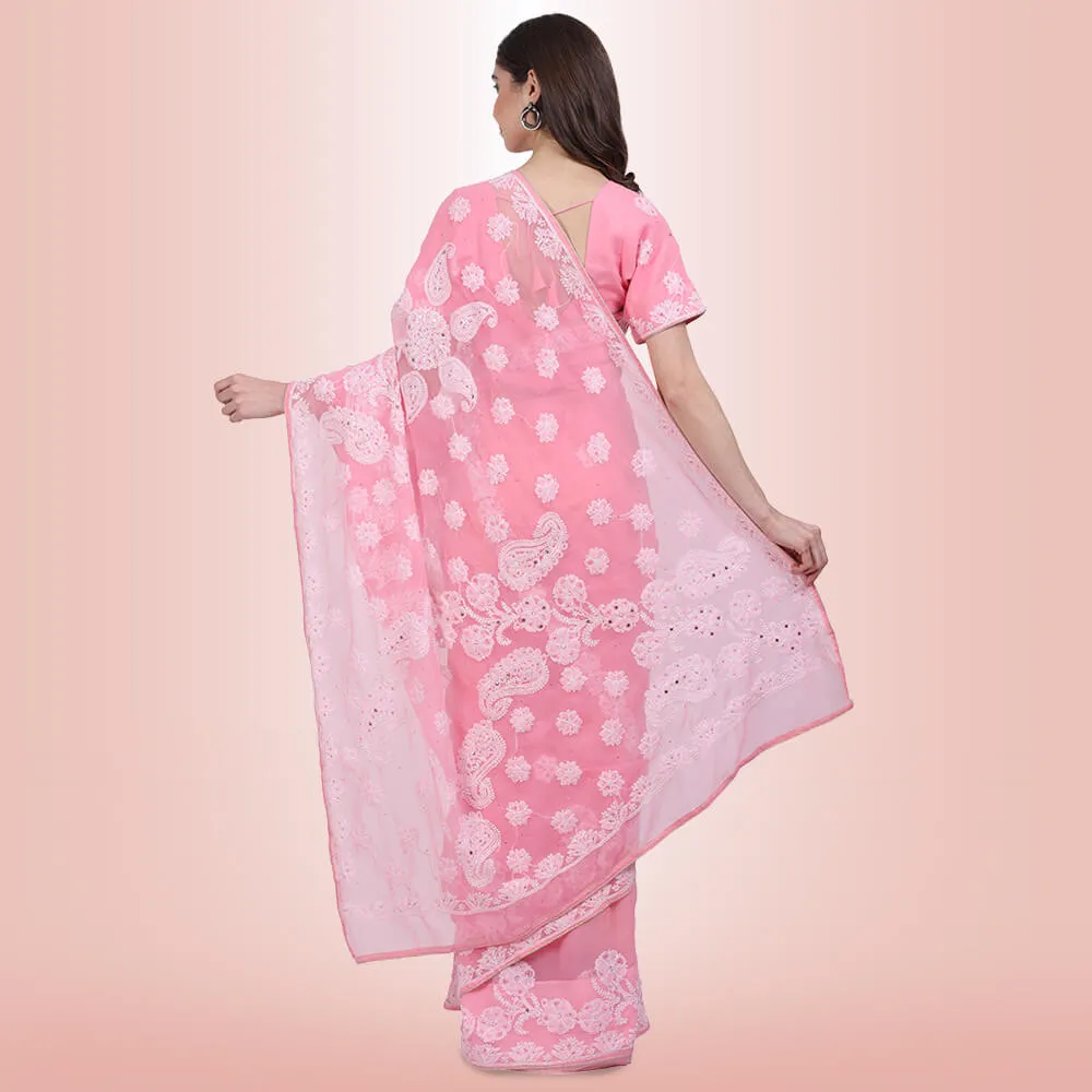 Chikankari  Work Georgette Saree