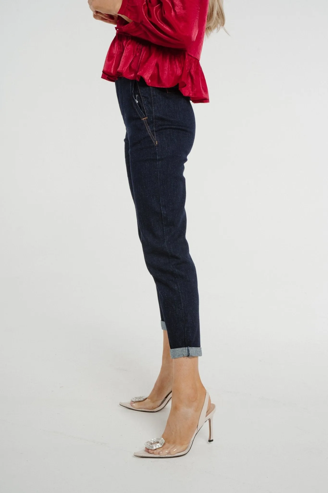 Cindy High Waist Mom Jean In Dark Wash