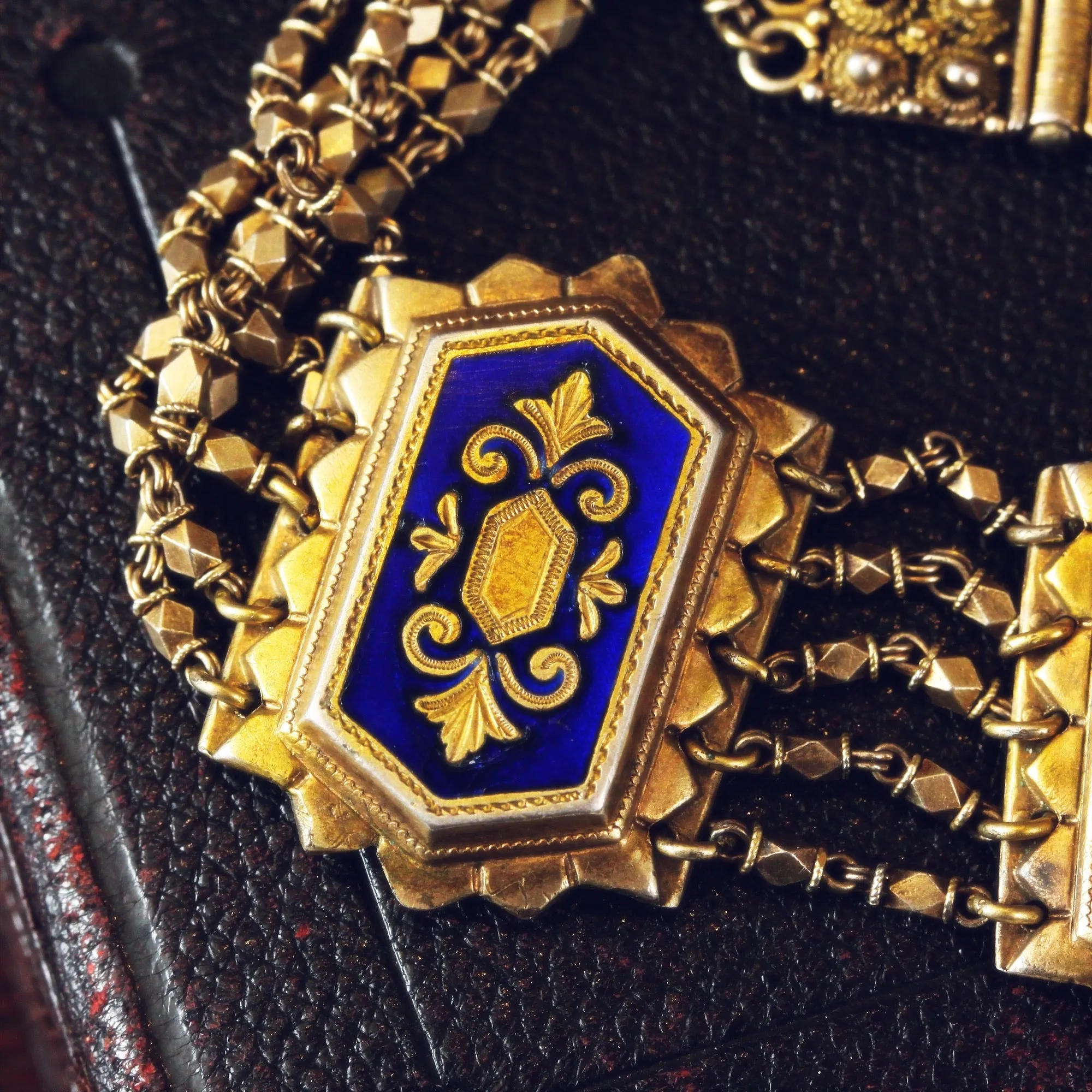 Continental Silver Gilt Filigree & Enamel Bracelet