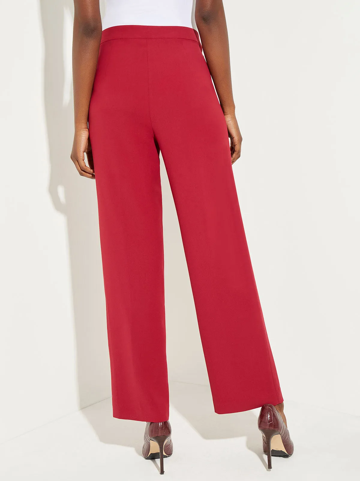 Crepe de Chine Wide Leg Pant, Scarlet Red
