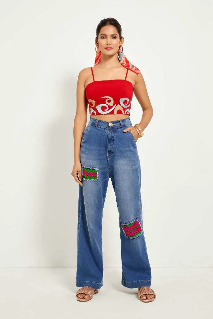Crochet Wide Leg Denims