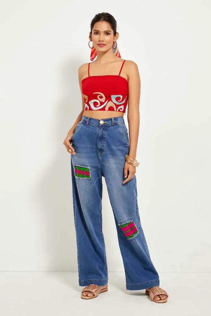 Crochet Wide Leg Denims