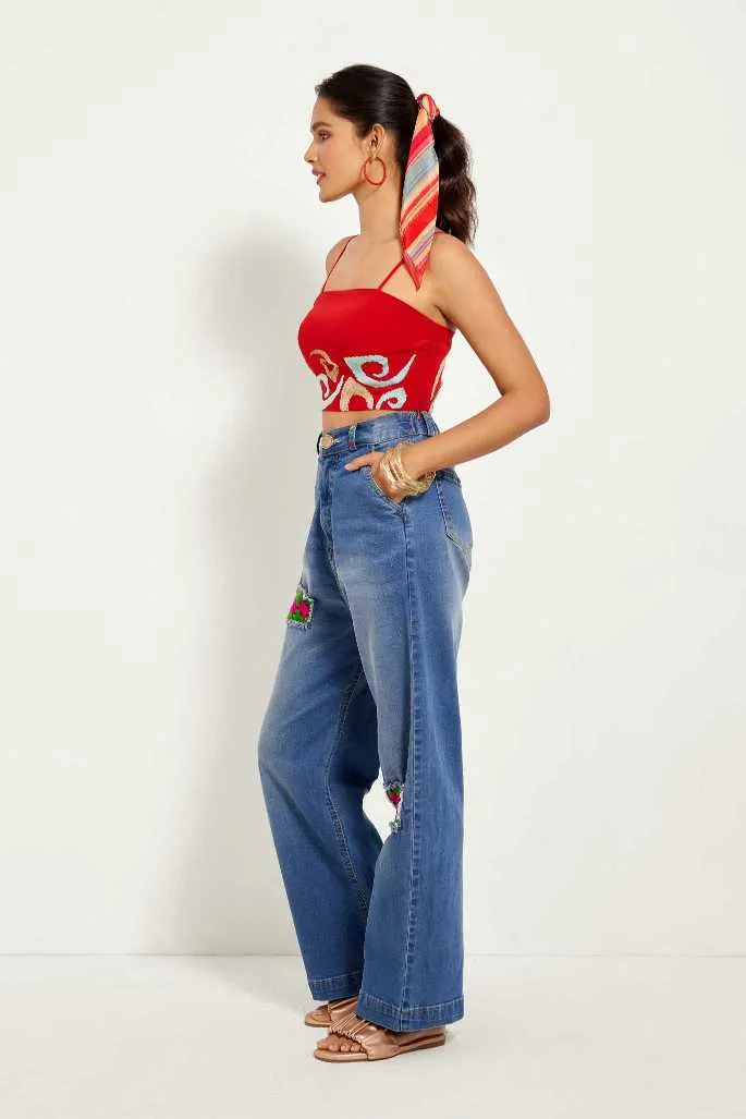 Crochet Wide Leg Denims
