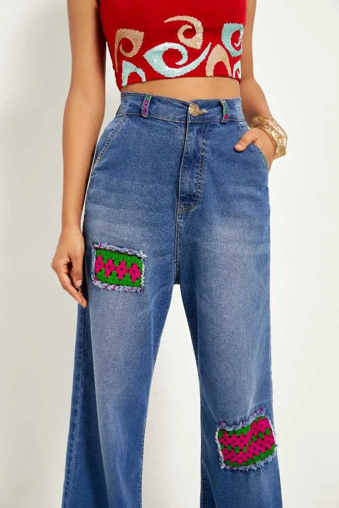 Crochet Wide Leg Denims